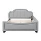 preview thumbnail 3 of 7, Full Upholstered Bed Platform Bed with Curve Footboard - Grey