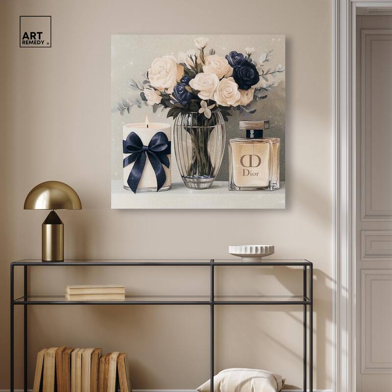 Ivory Perfume Flowers in Vase Canvas by Art Remedy, Gallery Wrapped