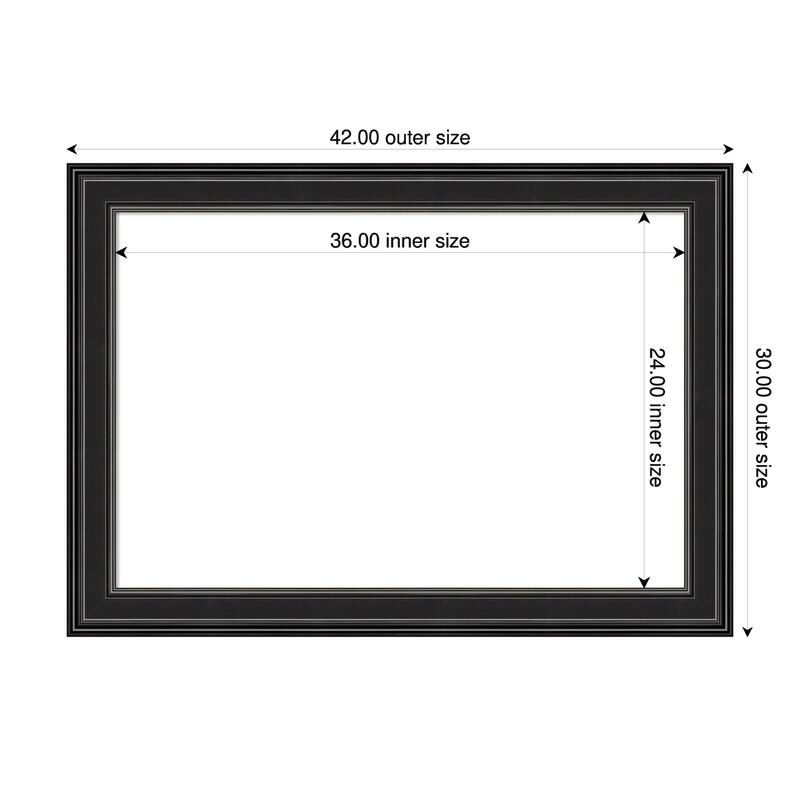 Amanti Art Ridge Black Framed Dry Erase Magnetic Board - 42 x 30 in - Ridge Black