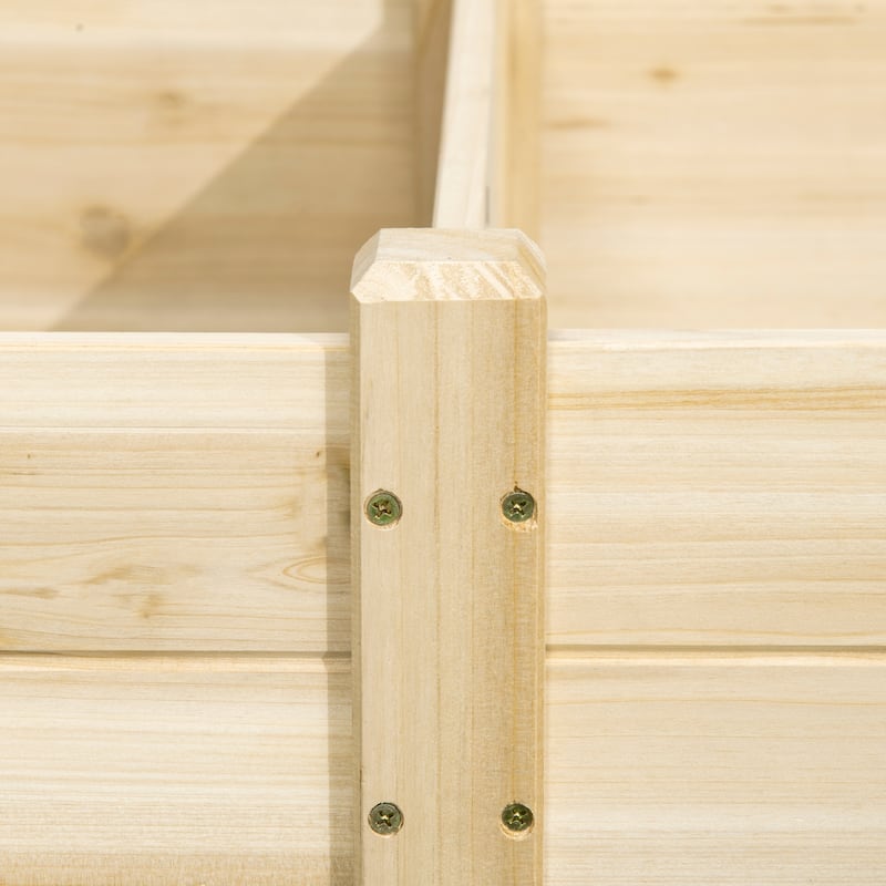 Outsunny 96" x 24" x 10" Wooden Raised Garden Bed Kit, Elevated Planter with 2 Boxes, Self Draining Bottom and Liner