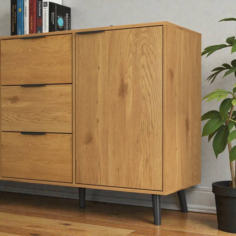 47.2" Kitchen Buffet Sideboard Cabinet with Storage, Coffee Bar Cabinet with 3 Drawers and 2 Doors for Dining Room