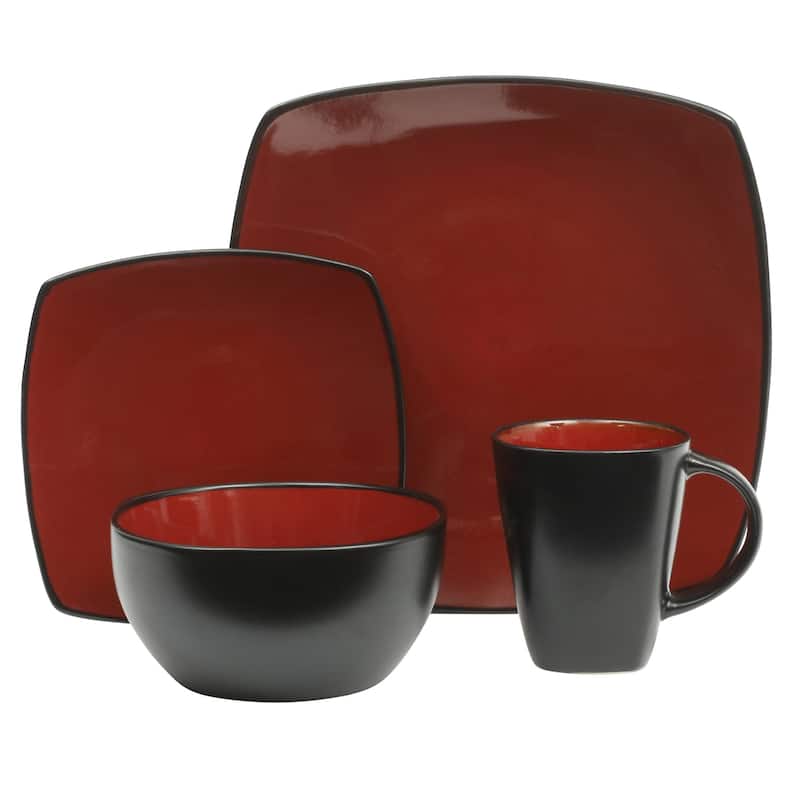 Gibson Soho Lounge Square 16-Piece Reactive Glaze Stoneware Dinnerware Set