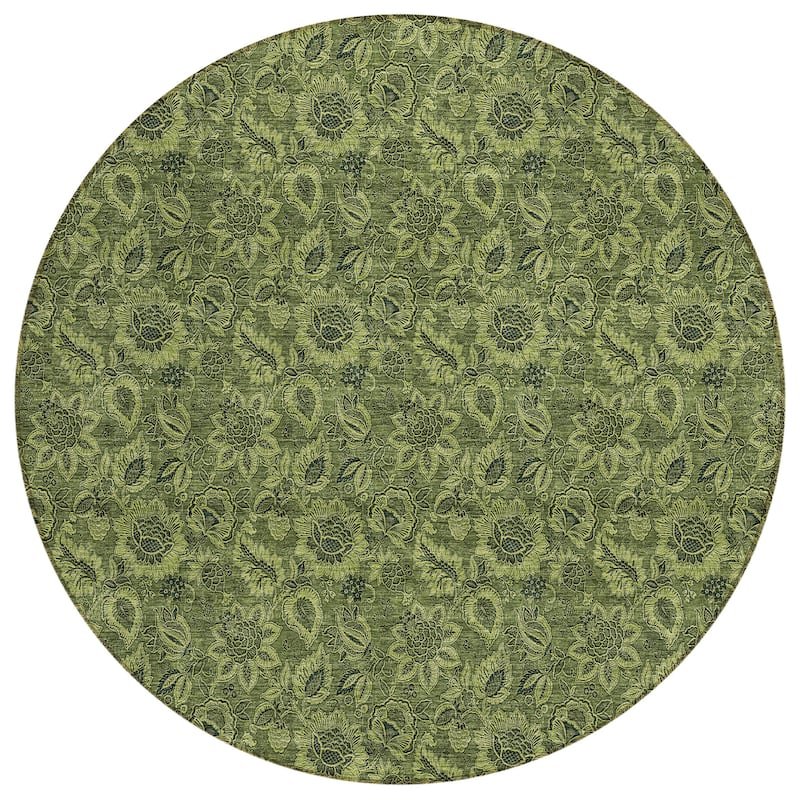 Machine Washable Indoor/ Outdoor Chantille Floral Rug
