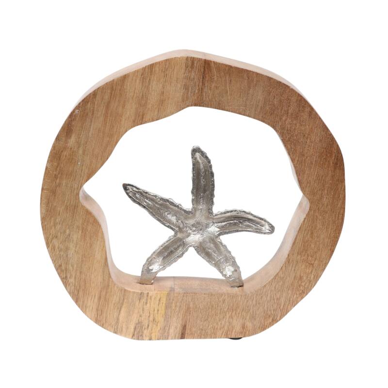 Decorative Figurine on Round Wooden Stand Sculpture