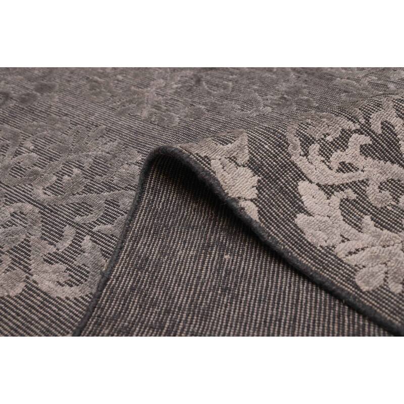ECARPETGALLERY Hand Loomed Elysian Dark Grey Viscose, Wool Rug - 6'7 x 10'0
