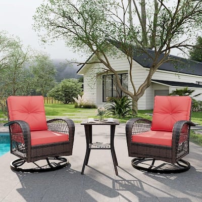 3-Piece Swivel Rocking Patio Chairs Set for Poolside Garden Deck - 3PCs