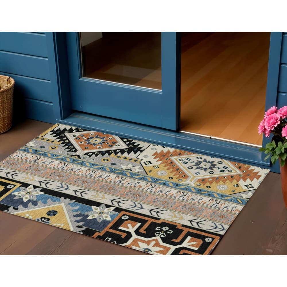 HomeRoots Aztec Transitional Rectangle Outdoor Rug