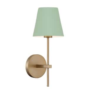 Xavier 1 Light Vibrant Gold + Green Sconce - 6"W x 15"H x 7"D