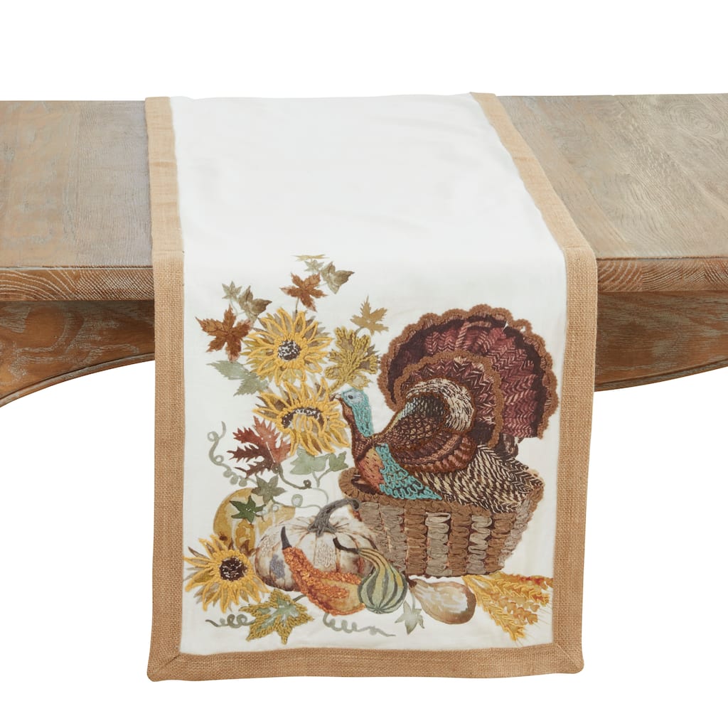 Embroidered Turkey Table Runner - 16"x72"