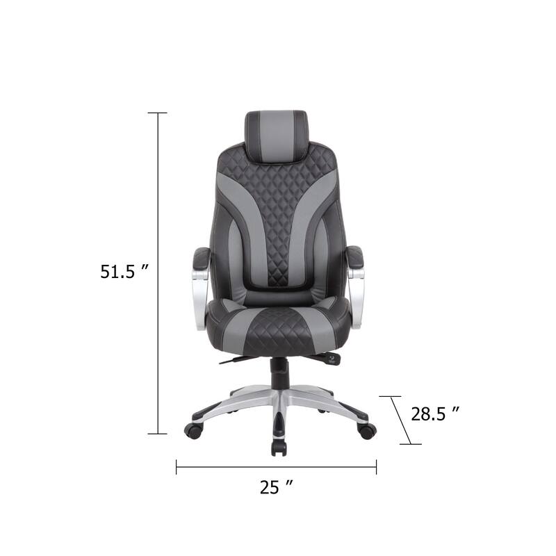 Kelly Rolling Executive Armchair, Black Gray Stitched-Back Caressoftplus