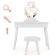 preview thumbnail 18 of 28, Kids Vanity Table Set with Lighted Mirror and Storage Drawer - 27.5” L x 13.5” W x 39” H