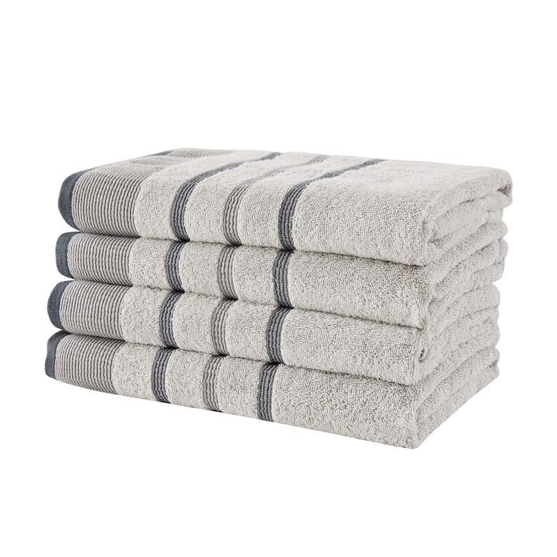 Linery & Co. Luxury Cotton Decorative Towel Set. - Bath Towel (Pack of 4) - Light Grey / Mid Grey / Dark Grey.