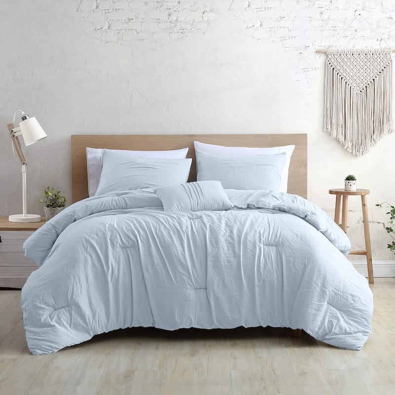 Modern Threads Braelyn 4-Piece Garment-Washed Comforter Set - Light Blue - King