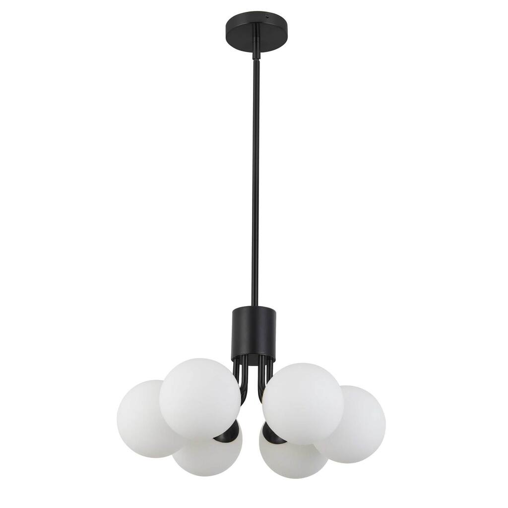Modern Pendant Light - Black Metal Shade with Opal Glass - Unique Ceiling Light Fixture for Home Decor - 19