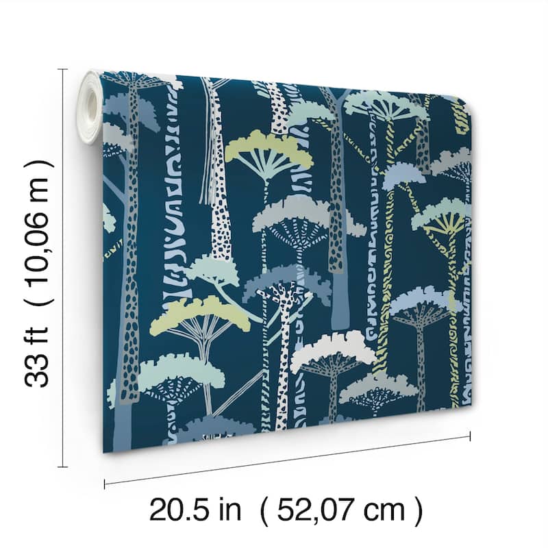 A-Street Prints Unify Indigo Forest Wallpaper