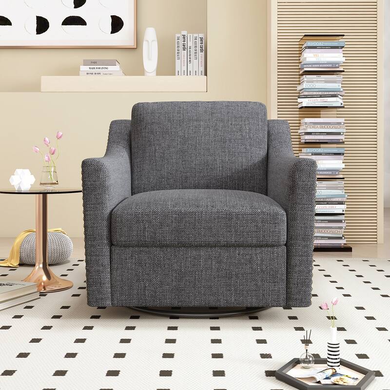 360 Degree Swivel Linen Armchair