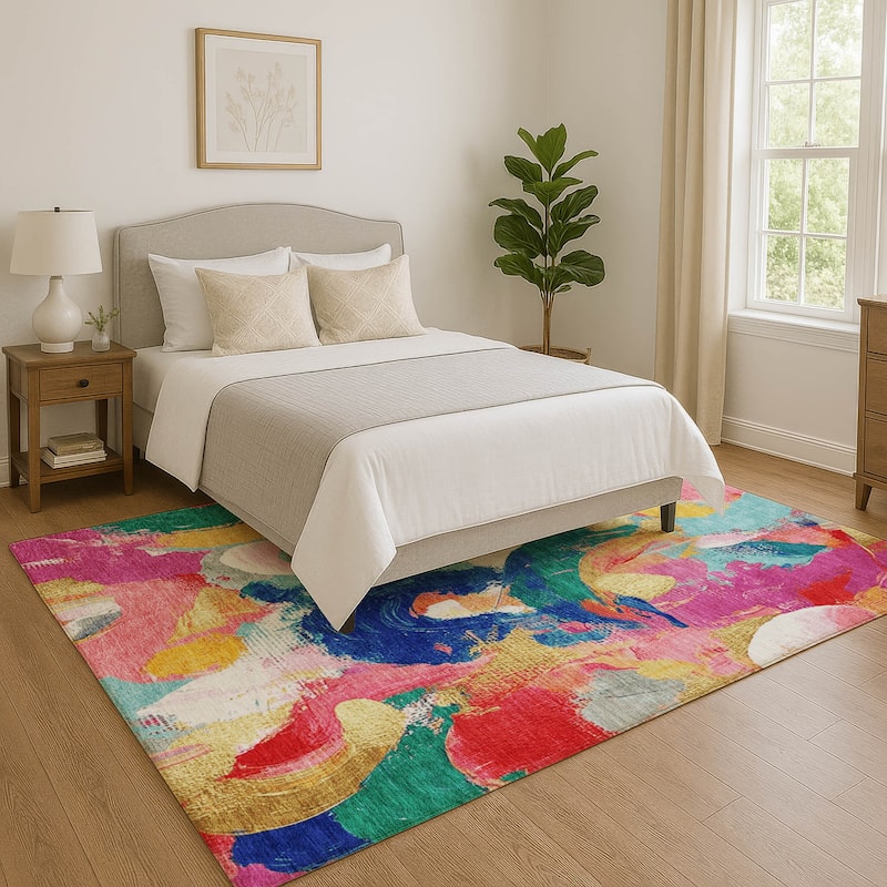 Premium Washable Super Soft Abstract Contemporary Mayfield Rug - Blush - 2'6" x 3'10"