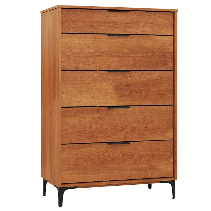 Gymax 5-Drawer Dresser w/ Interlock System Metal Support Legs &