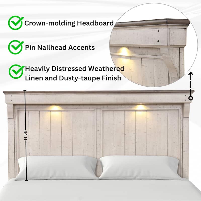 Roundhill Furniture Walcott 6-Piece Bedroom Set with Touch LED Lighting