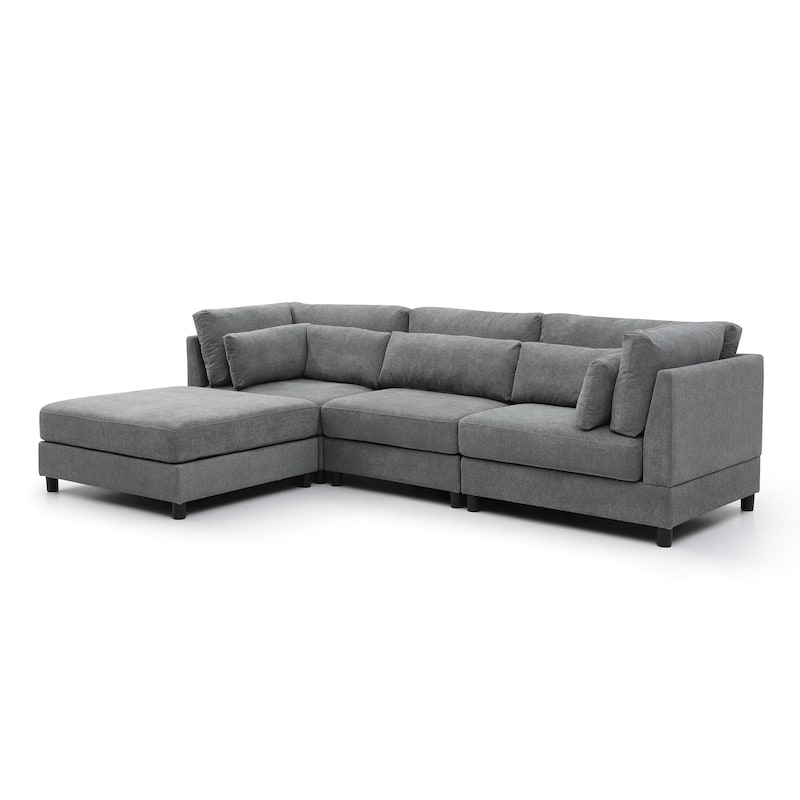 L-Shaped Convertible Sectional Sofa Couch with Movable Storage Ottoman Chaise, Free Combination Sofa - L Shape