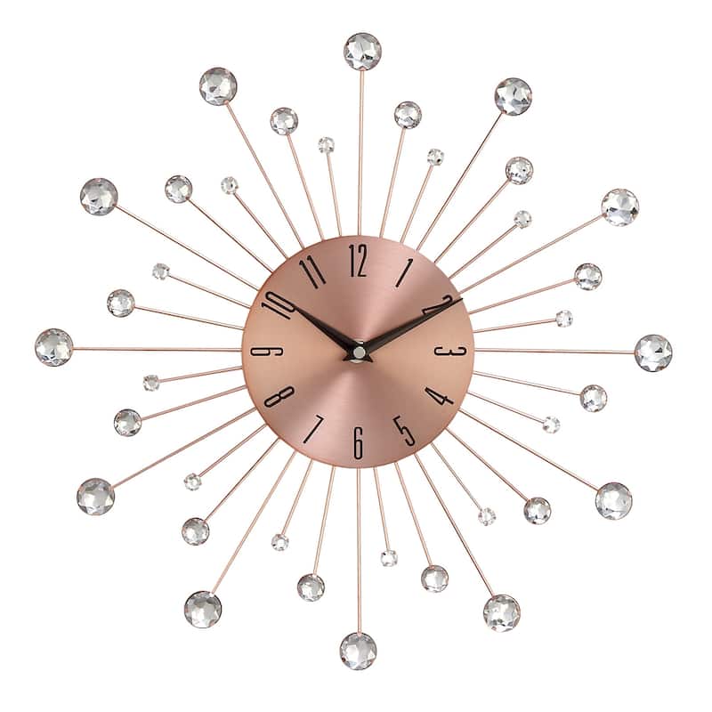 Gold / Copper / or Silver Iron Metal Starburst Sun Glam Wall Clock