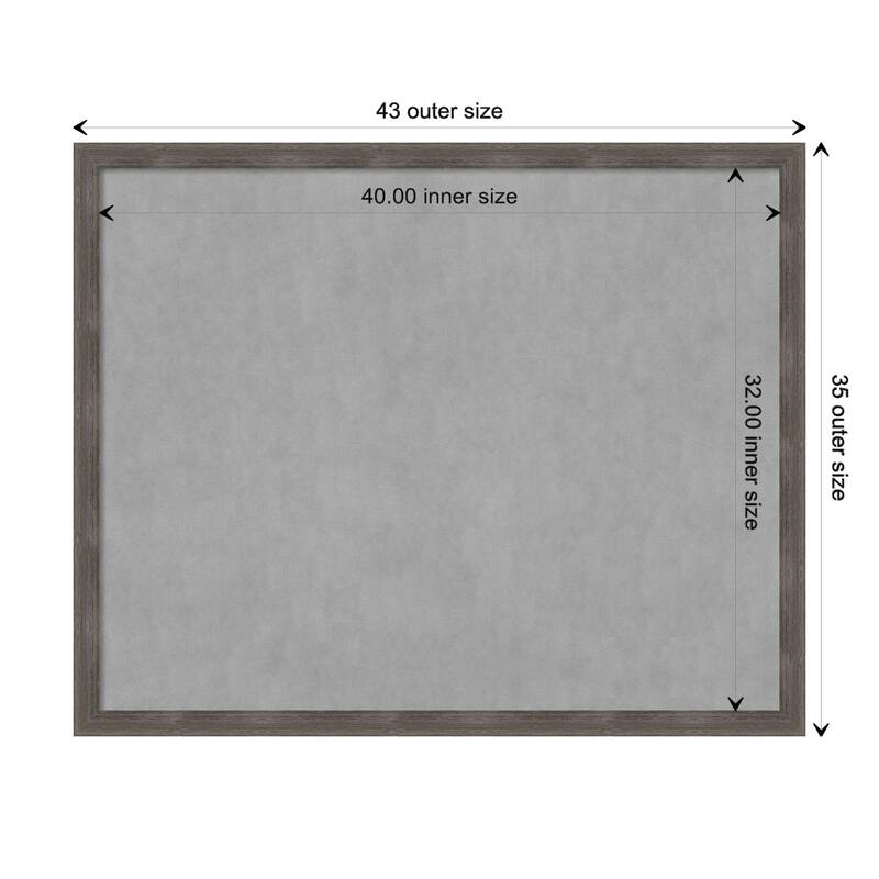 Amanti Art Pinstripe Lead Grey Framed Magnetic Board - Board Size 40x32