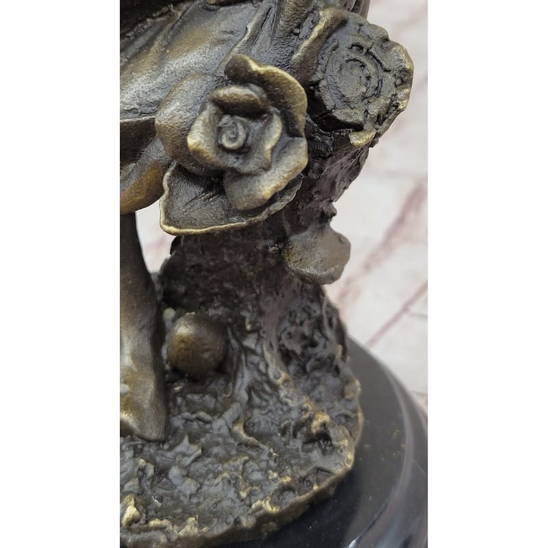Flower Blossom Nymph Girl Bronze Statue Sculpture Figure Original 10 Inches X 5 Inches