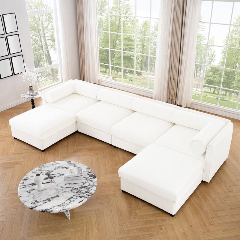 U Shaped Convertible Modular Sectional Sofa Deep Seat Storage Couch