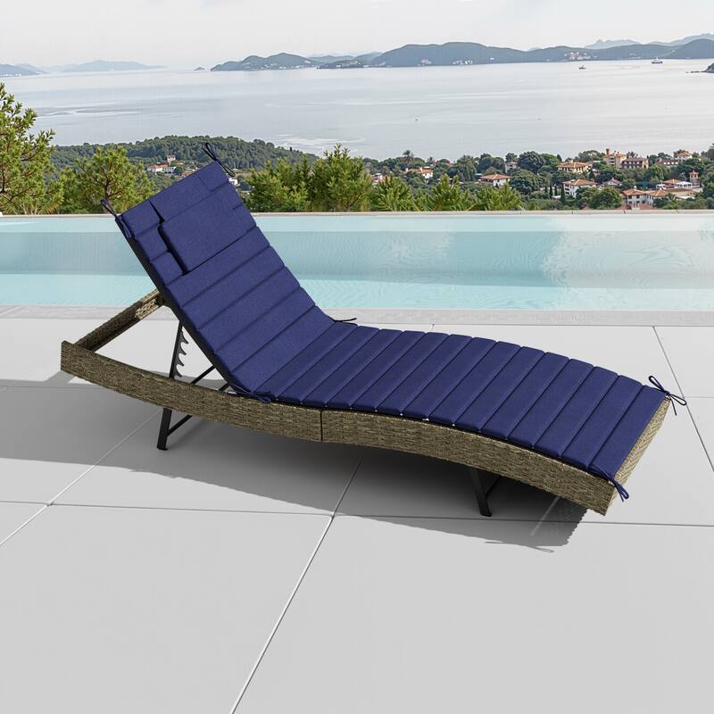Outdoor Patio Chaise Lounge Cushions Pad with Straps