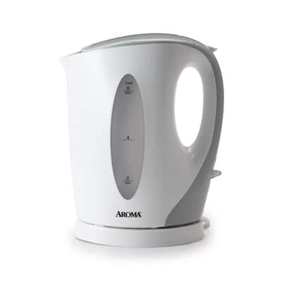 Aroma 1.7-Liter Electric Kettle, White/Grey