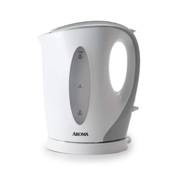 Aroma 1.7-Liter Electric Kettle, White/Grey
