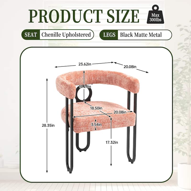 Modern Designed Chenille Fabric Upholstered Accent/Dining Chair/Barrel Side Chairs Kitchen Armchair Set of 1