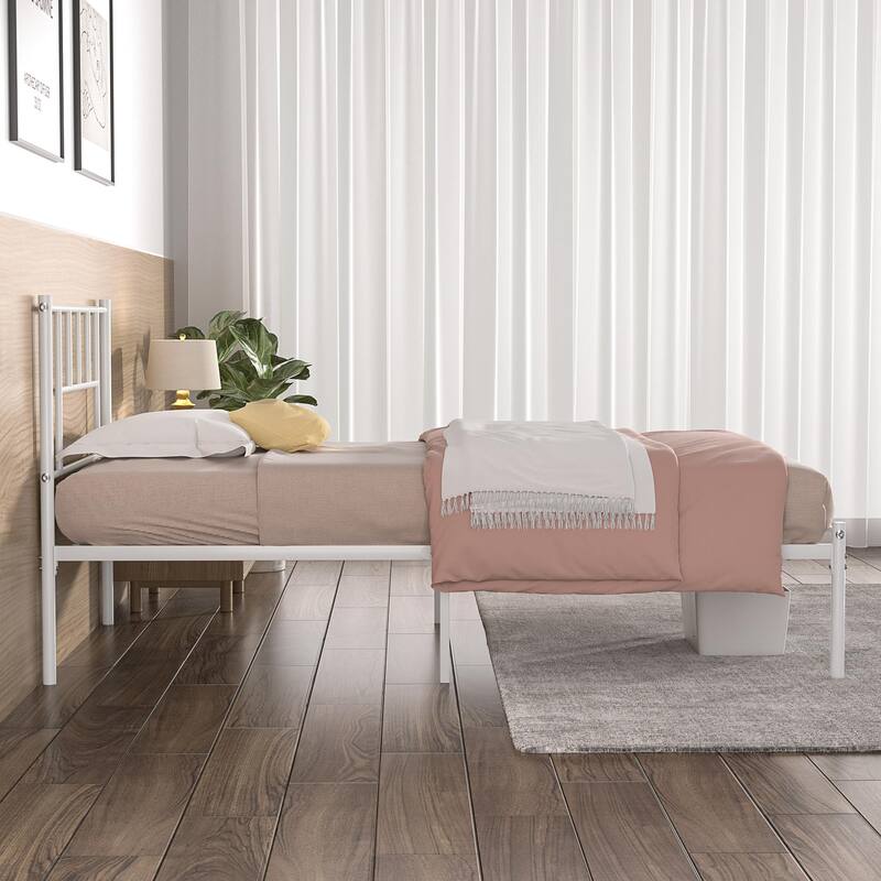 VECELO Twin Size Kids Bed Frame, Easy-to-assemble Metal Twin Platform Bed Frame with Under-bed Storage