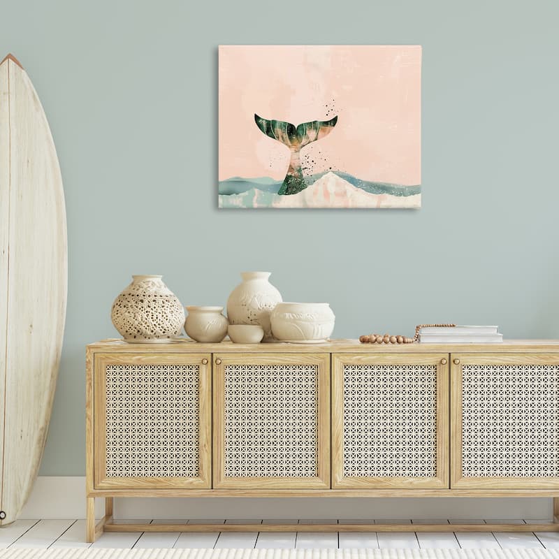 Stupell Pink Abstract Whale Tail Canvas Wall Art Design By Arlington Prints