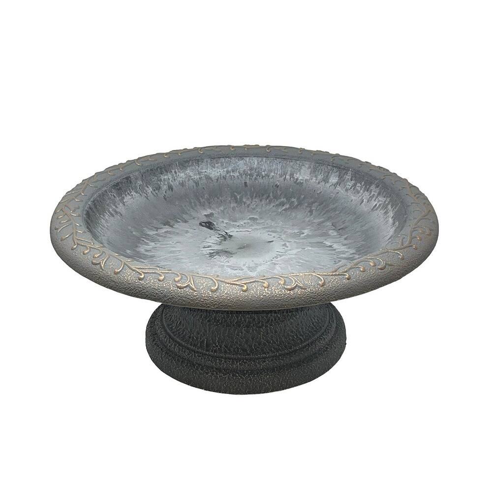 7.5"H Fiber Clay Low Profile Base Birdbaths, 19"D x 7.5"H, 6.5 lbs.