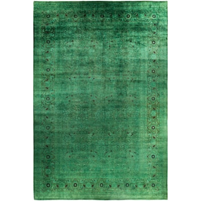 Overdyed One-of-a-Kind Hand-Knotted Area Rug - Green - 12' 1" x 17' 10"