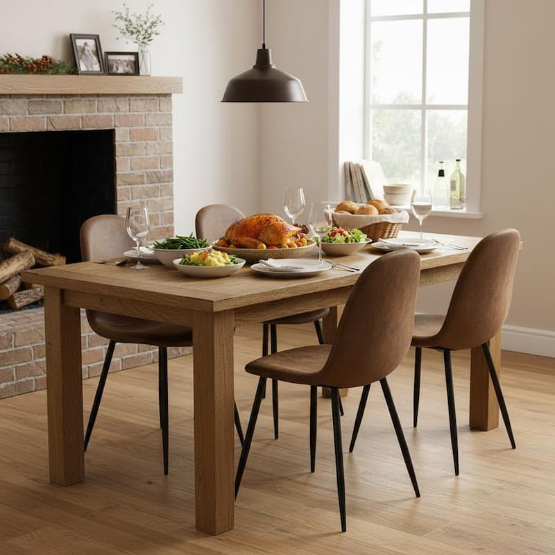 Homylin Charlton Brown Faux Suede Dining Chairs (Set of 4)