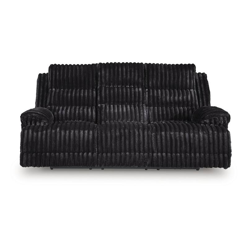 Signature Design by Ashley Higgesbee Black Power Reclining Sofa with Drop Down Table - 91"W x 44"D x 48"H