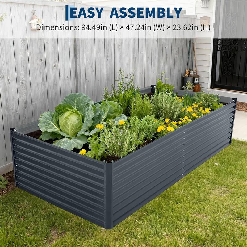 8x4x2 ft Galvanized Raised Garden Bed, Steel Planter Boxes with Zippered Cover Doors