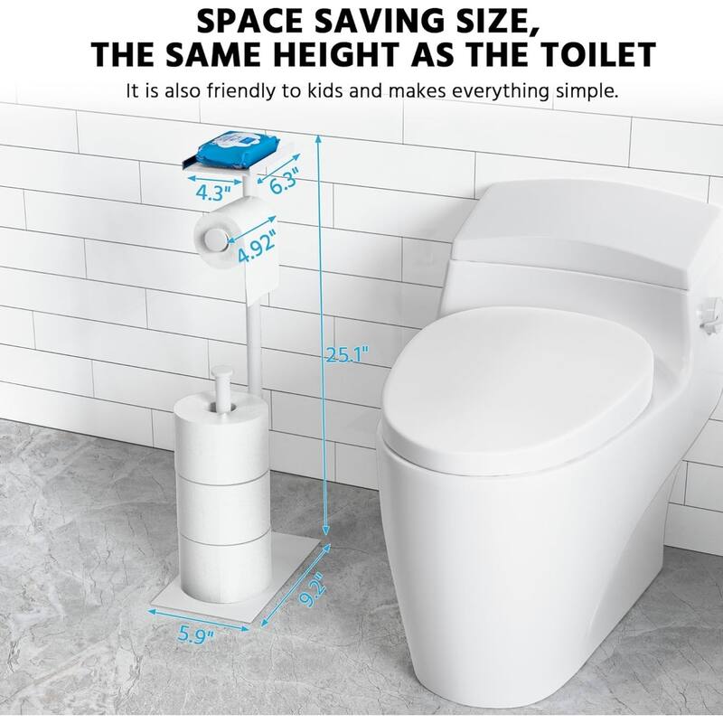 White toilet paper mobile phone holder, freestanding paper towel roll storage rack, home furnishings