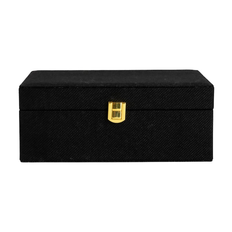 Household Essentials Fabric 2-Layer Jewelry Organizer Box with Clasp Closure - 9.3"L x 7.3"W x 3.8"H