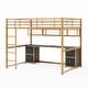 preview thumbnail 11 of 26, Full Size Metal Loft Bed with Desk, Cabinets, Drawers and socket, Gold