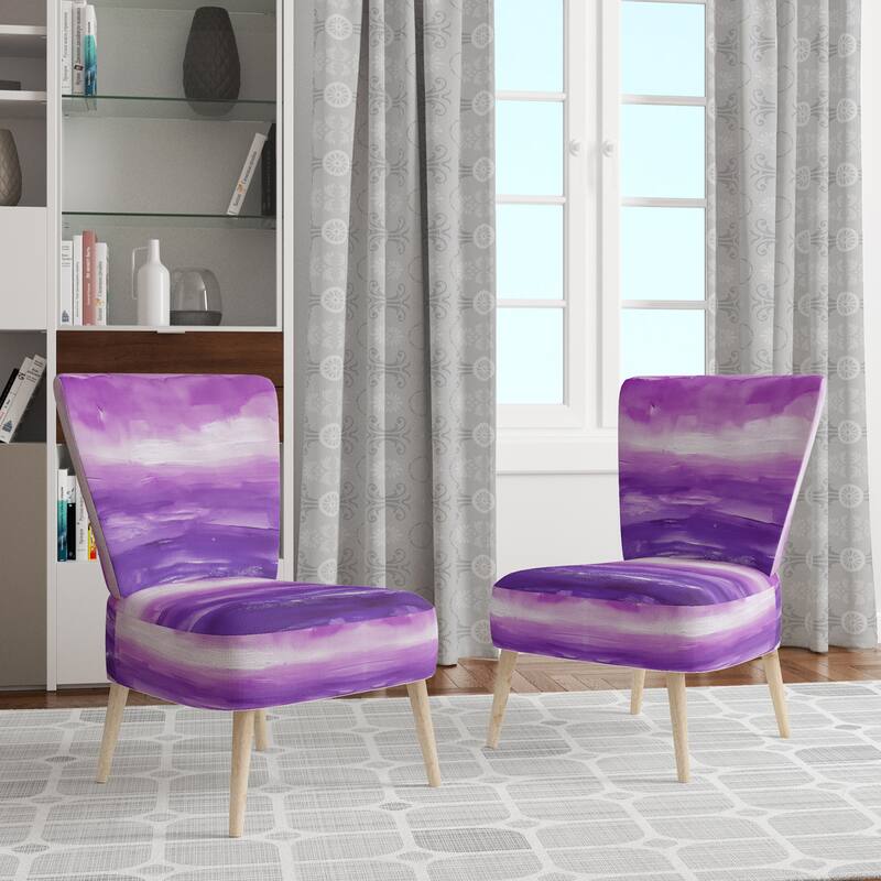 Designart "From the Shore" Upholstered Beach Accent Chair - Nautical & Coastal Arm Chair For Bedroom - Side Chair - Purple