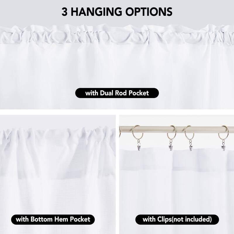 Sheer Cafe Sheer Curtains 2 Panel Set for Kitchen