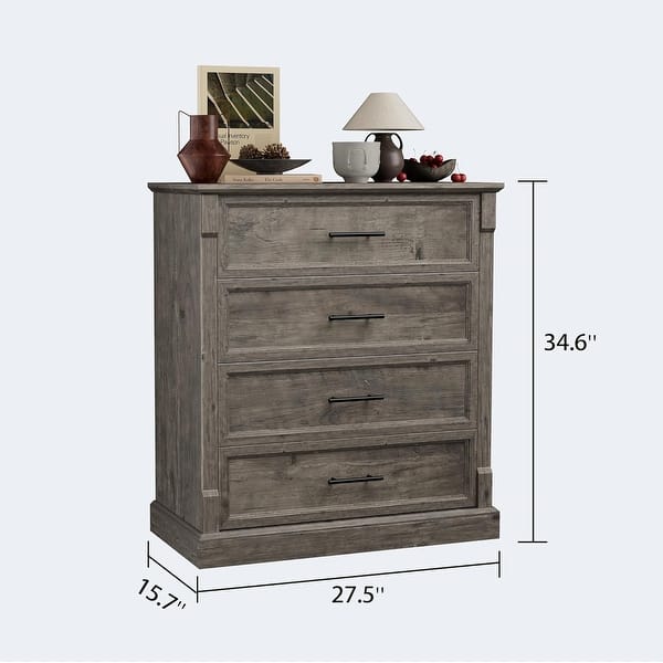 rustic grey tall dresser Gray 4-Drawer Rustic Wood Tall Dresser with Metal Handles - Bed Bath &  Beyond