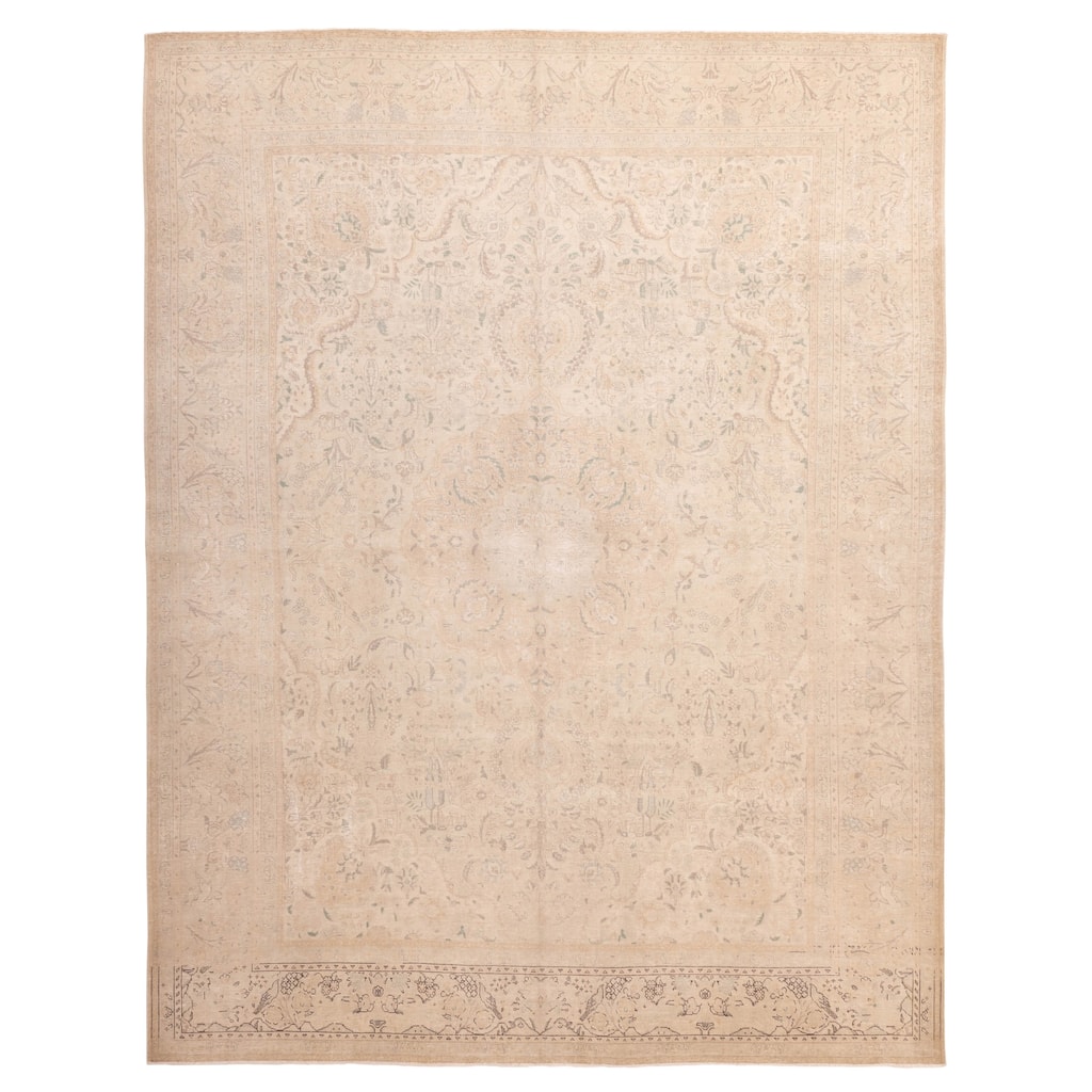 ECARPETGALLERY Hand-knotted Antalya Vintage Khaki Wool Rug - 9'8 x 12'6