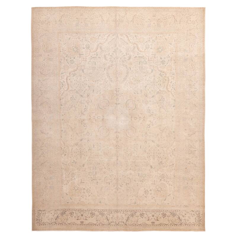 ECARPETGALLERY Hand-knotted Antalya Vintage Khaki Wool Rug - 9'8 x 12'6