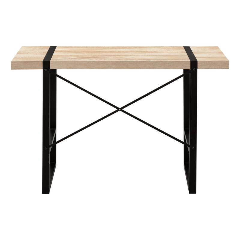 Computer Desk, Home Office, Laptop, 48"l, Work, Natural Laminate, Black Metal, Contemporary, Modern
