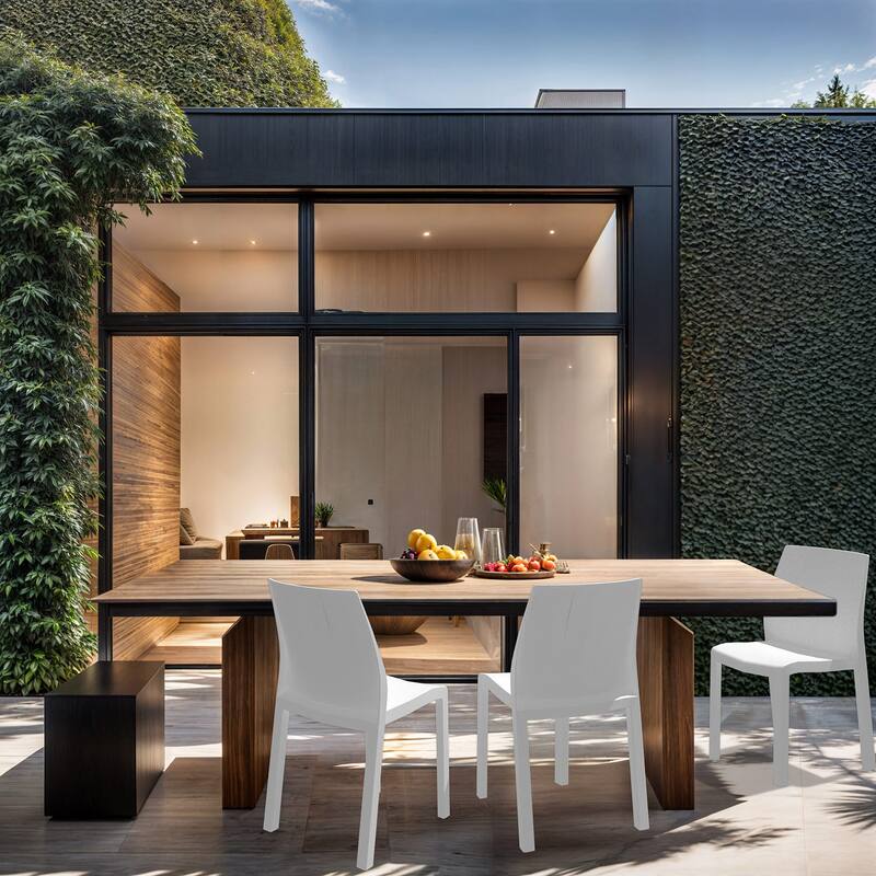 WRGHOME Modern Stacking Patio Dining Side Chair Indoor/Outdoor (Set of 2) - 33.27'' H X 18.50'' W X 21.06'' D