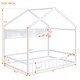 preview thumbnail 13 of 36, House Bed with Storage Shelf, Montessori Floor Bed with Fence and Roof, Wooden Bed Frame for Kids Boys Grils